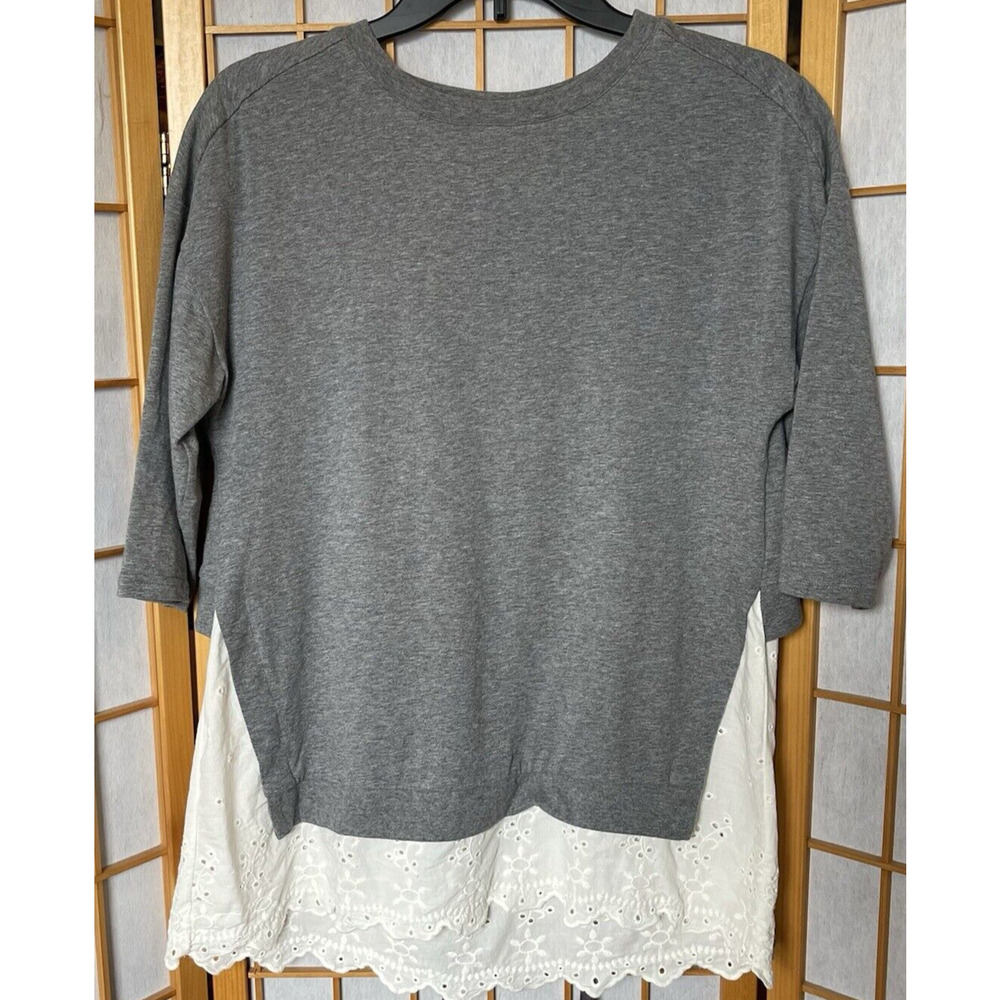 Matilda Jane "In the Clouds" Gray & White Layered Top Tie Back Eyelet XS